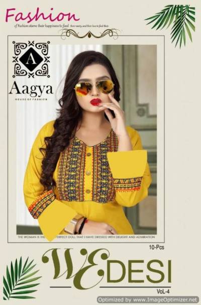 Wedesi Vol 4 By Aagya Rayon Daily Wear Kurti Collection